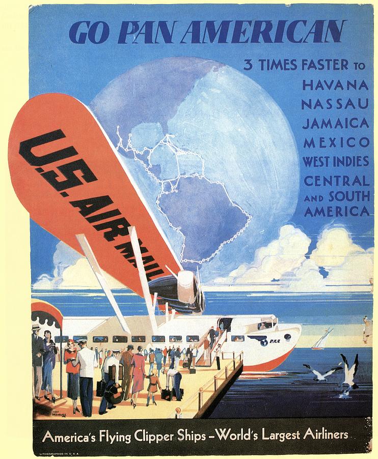 Pan American Airline Poster, 1933 Drawing by Granger