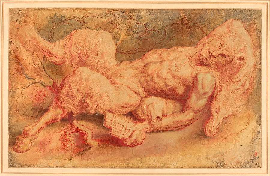 Pan Reclining Drawing by Peter Paul Rubens