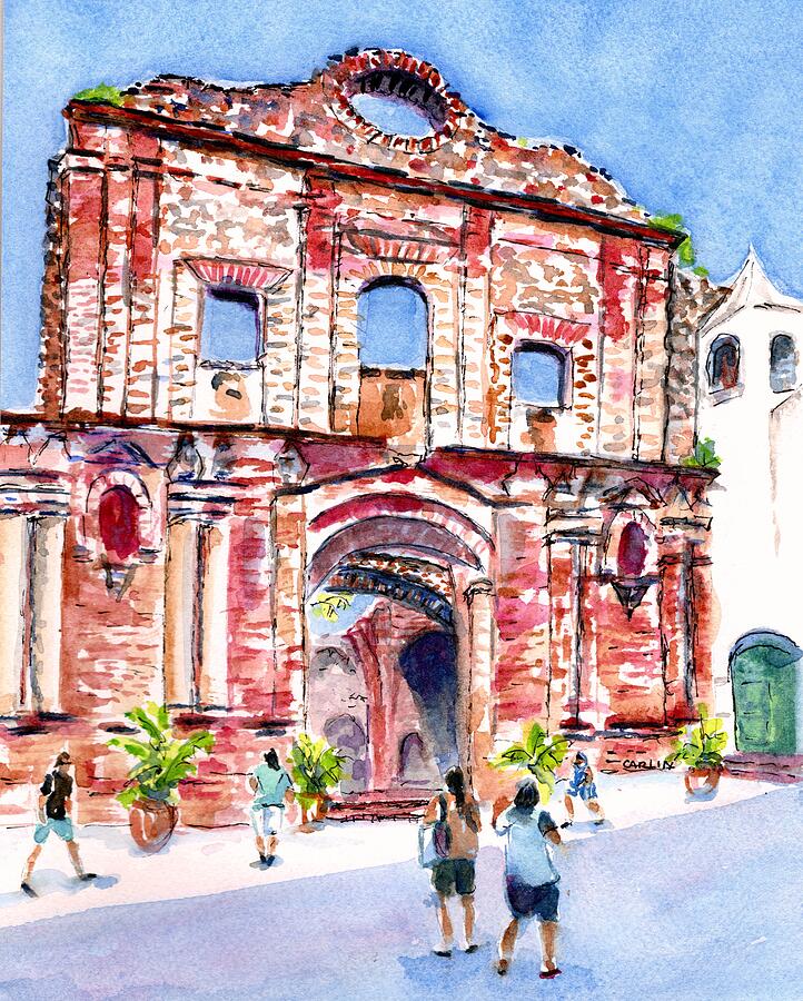Architecture Painting - Panama Church of Santo Domingo by Carlin Blahnik CarlinArtWatercolor