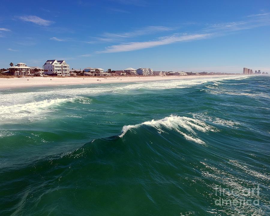 Nature Photograph - Panama City Beach FL Drone over waves by Charlene Cox