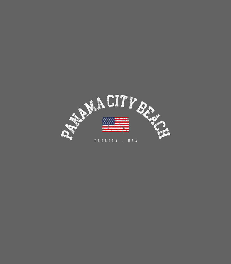 City Digital Art - Panama City Beach FL Retro American Flag USA City Name by Saul Tanya
