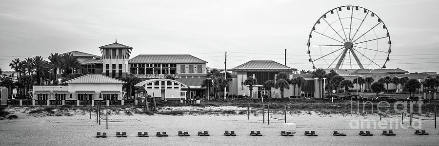 Panama City Beach Florida Black and White Panorama Photo Photograph by Paul Velgos
