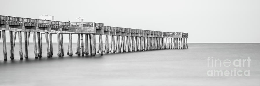 Panama City Beach Pier Black and White Panorama Photograph by Paul Velgos