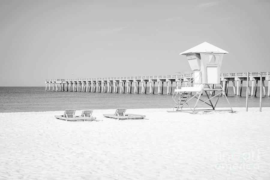 Panama City Beach Pier Black and White Photo Photograph by Paul Velgos