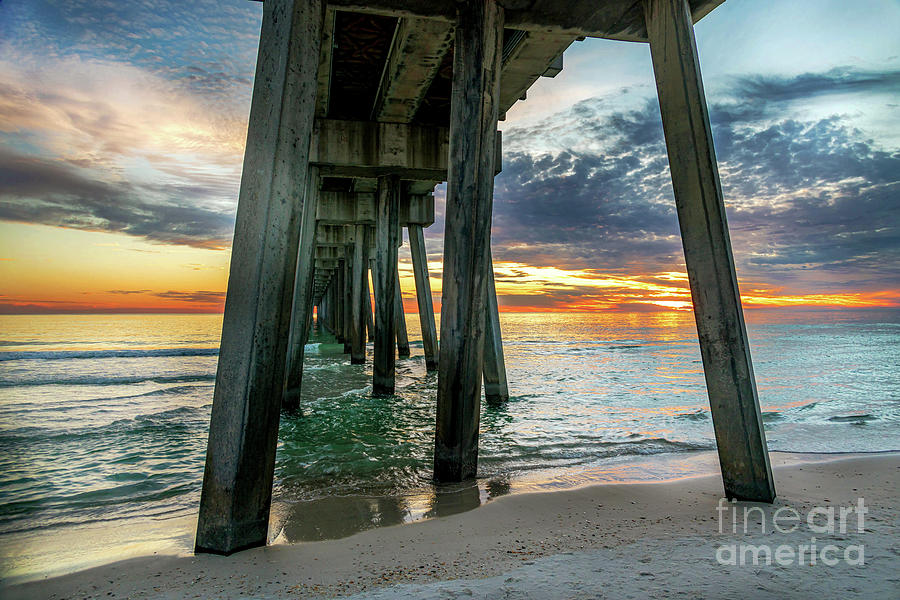 Sunset Photograph - Panama City Beach Pier Sunset by Joan McCool