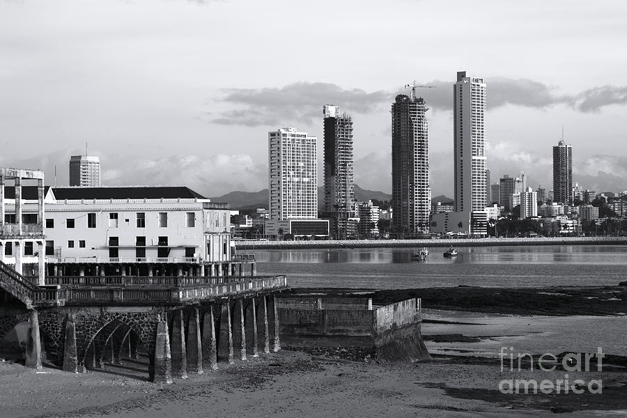 Panama City contrasts black and white Photograph by James Brunker