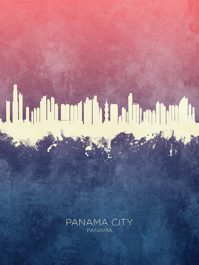Skyline Digital Art - Panama City Skyline #72 by Michael Tompsett