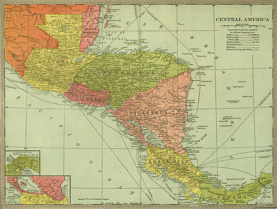 Panama Costa Rica Hondouras Guatemala Salvador British Honduras 1903 ...