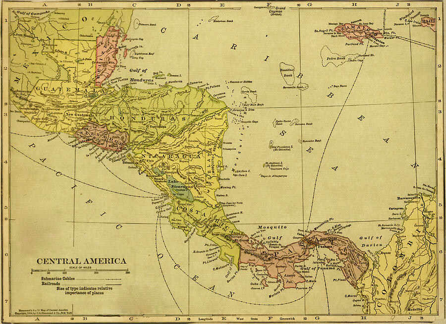 Panama Costa Rica Hondouras Guatamala Salvador British Honduras 1904 ...