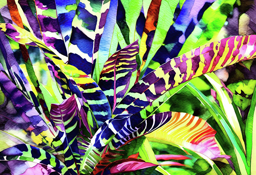 Panama tropical plants abstract Mixed Media by Tatiana Travelways
