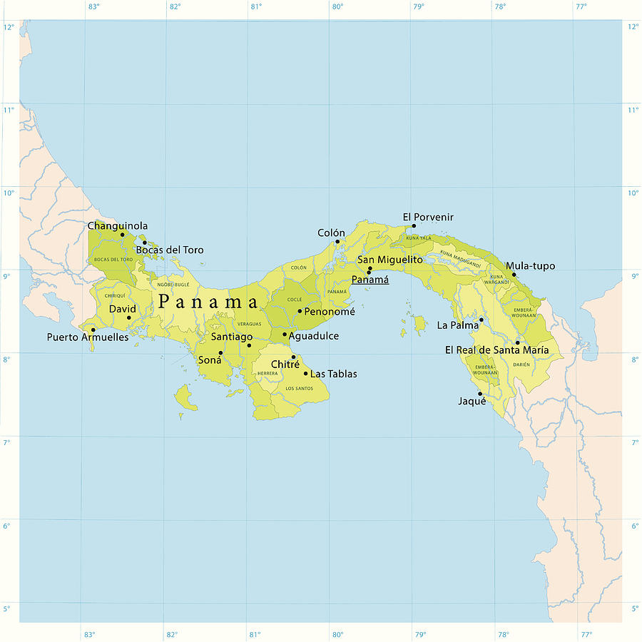 Panama Vector Map Drawing by FrankRamspott