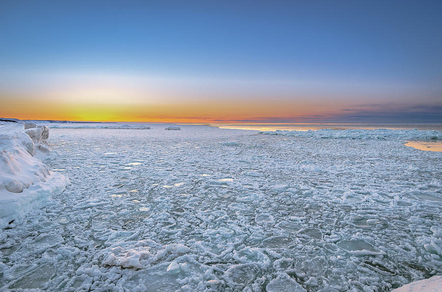 Pancake Ice Sunset Photograph by Gary McCormick