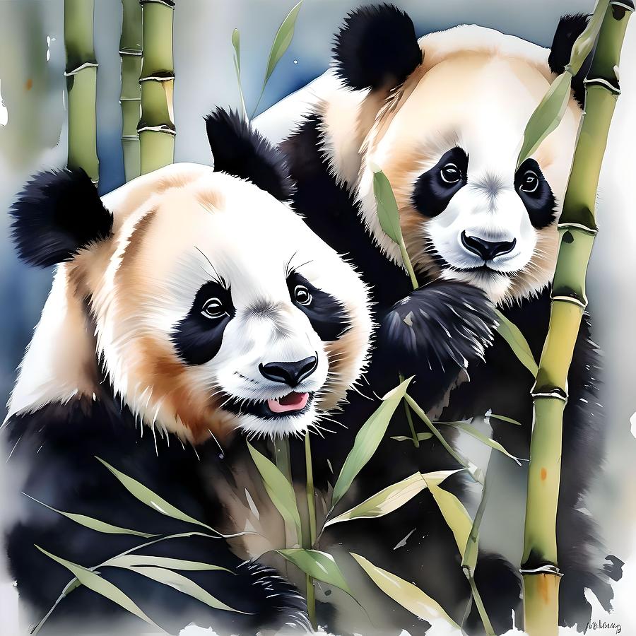 Panda Bear Study B - Watercolors Painting by Olde Time Mercantile ...