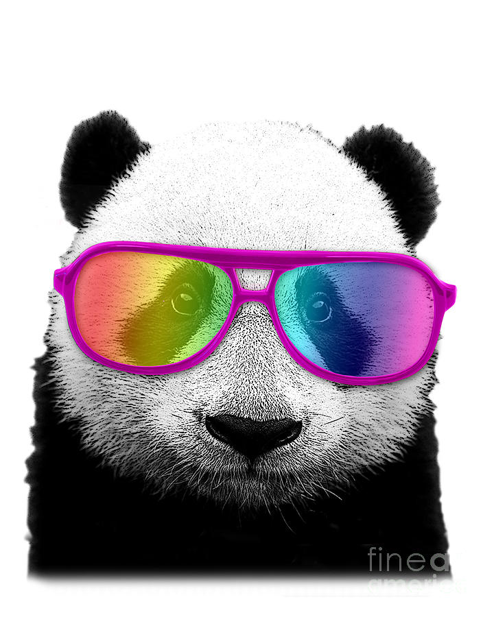 Wildlife Digital Art - Panda bear with rainbow glasses by Madame Memento
