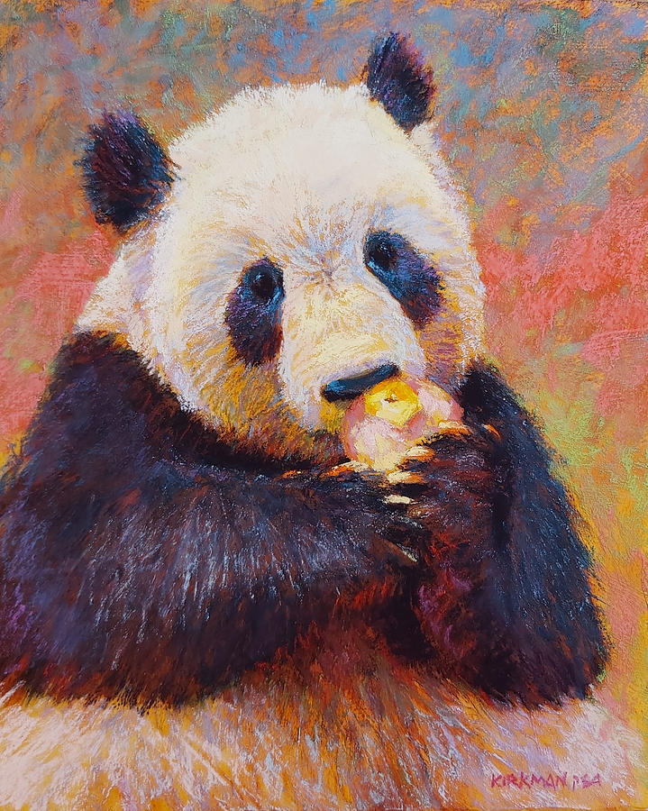 Panda Pastel - Panda Eating an Apple by Rita Kirkman