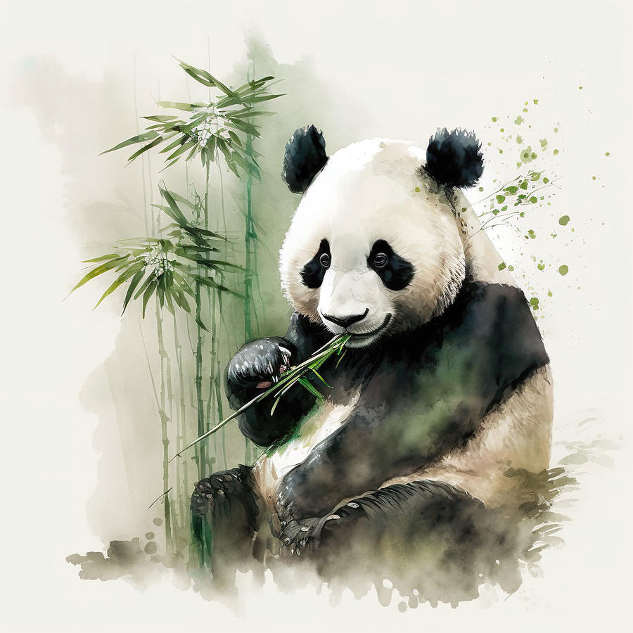how to draw a panda eating bamboo step by step