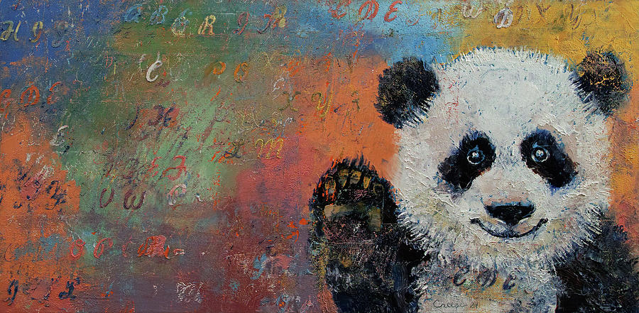 Panda Hello Painting by Michael Creese