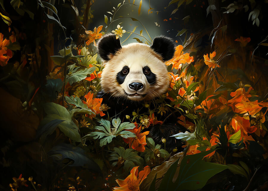 Jungle Digital Art - Panda in the jungle by Vaclav Zabransky