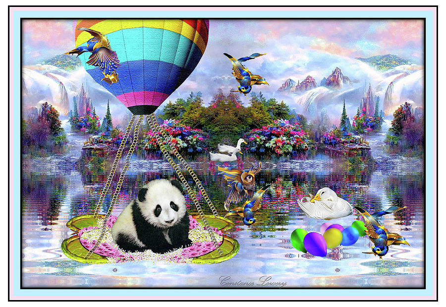 Panda On The Lake Mixed Media