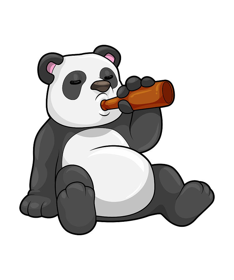 Panda with of Beer Painting by - Fine Art America