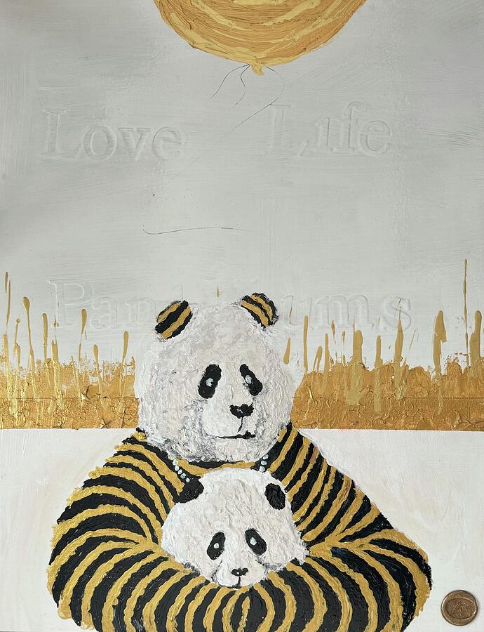 PandaLums Love Life  Mixed Media by C F Legette