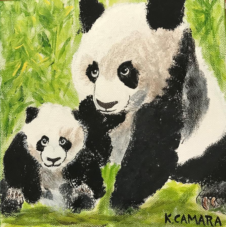 Pandas Painting by Kathie Camara