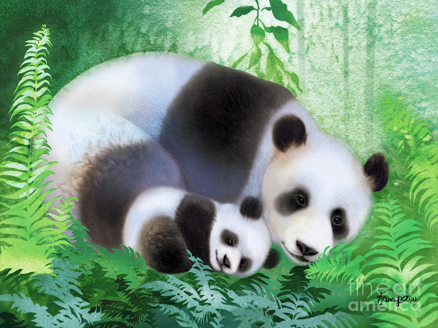 Pandas Treasure Garden Painting by Tracy Herrmann