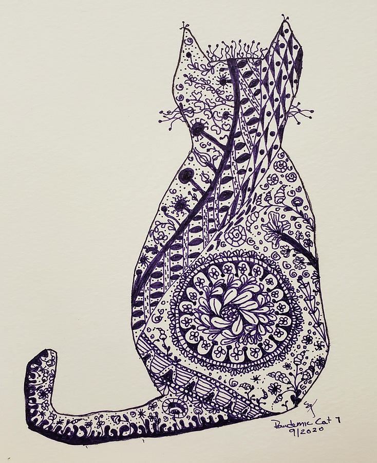 Pandemic Cat 7 Drawing by Sally Latimer Jones | Fine Art America