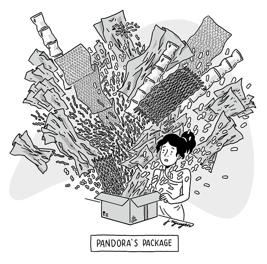 Pandoras Package Drawing by Jeremy Nguyen