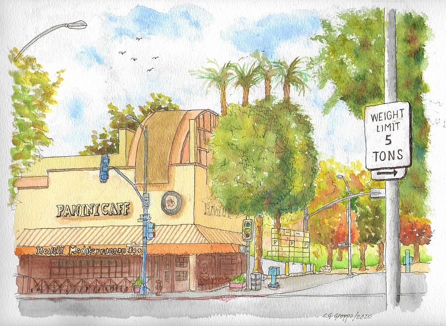 Panini Cafe in Beverly Hills, California Painting by Carlos G Groppa