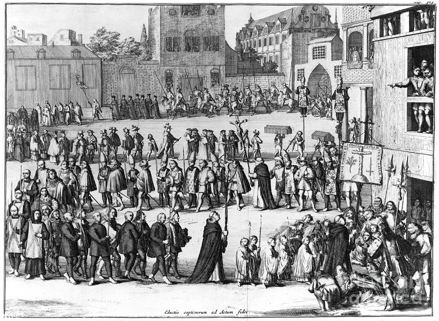 Spanish Inquisition - Procesion Of Heretics Drawing by Phillip van Limborch