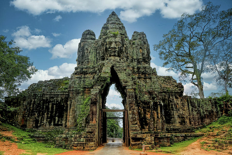 Pano South Gate Angkor Tom Cambodia  Photograph by Chuck Kuhn