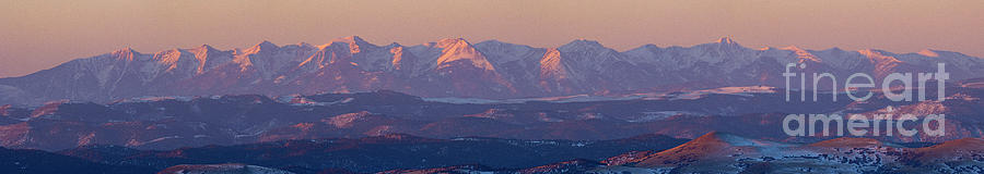 Panorama Alpenglow on the Sangre de Cristo Photograph by Steven Krull