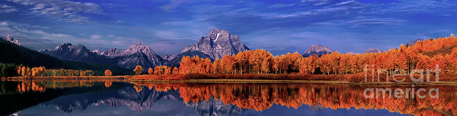 Panorama Autumn Oxbow Bend Snake River Grand Tetons Photograph by Dave Welling