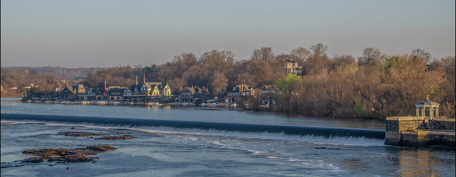 Panorama - Boathouse Row and Fairmount Dam Photograph by Bill Cannon