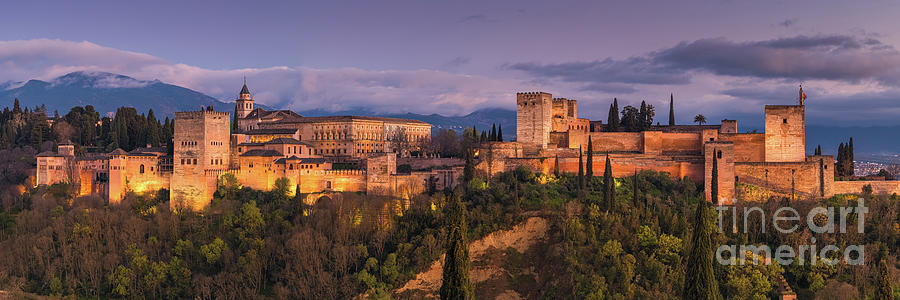 Panorama from the Alhambra at sunset Photograph by Henk Meijer Photography