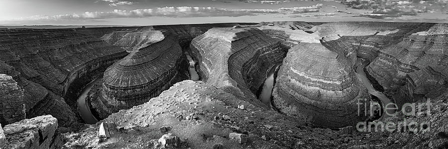Panorama from the Goosenecks in Black and White Photograph by Henk Meijer Photography