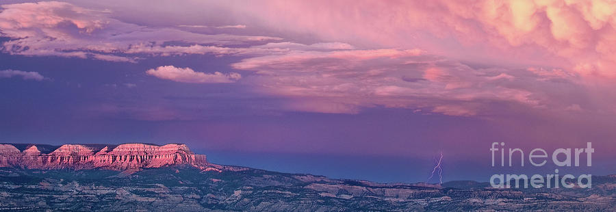 Panorama Lightning Paunsaugunt Plateau near Bryce Canyon NP Photograph by Dave Welling