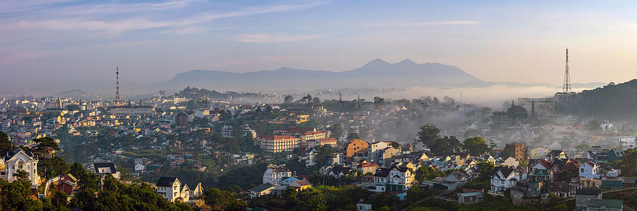 Panorama of City in mist- Dalat, Vietnam Photograph by Thang Tat Nguyen