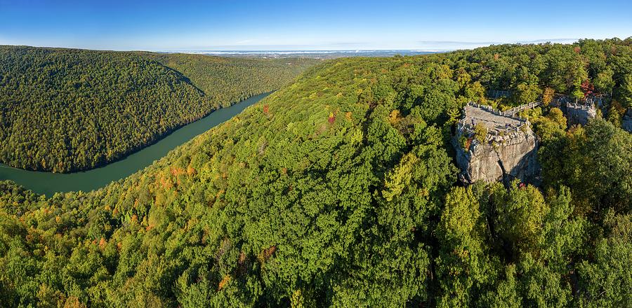 Panorama of Coopers Rock state park overlook over the Cheat Rive Photograph by Steven Heap