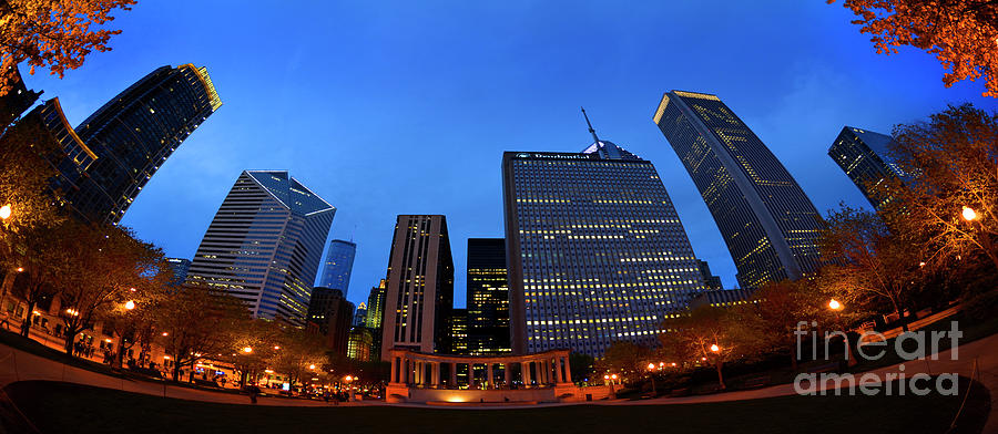 Panorama of Downtown Chicago Metro with Skyscaper Business Build Photograph by Lane Erickson