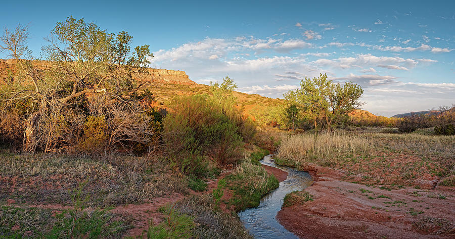 Panorama Of Fortress Cliff And Prairie Dog Town Fork River At Palo Duro Canyon State Park - Texas Photograph