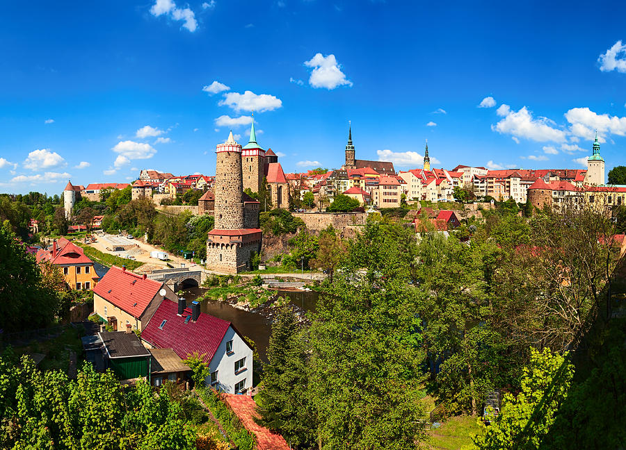 Panorama of historic old town Bautzen, Saxony, Germany. Photograph by Rusm