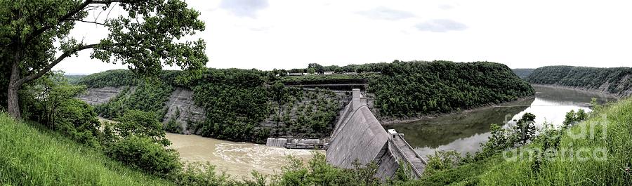 Panorama of Mount Morris Dam at Letchworth State Park During Spring Flooding Dramatic Effect Photograph by Rose Santuci-Sofranko