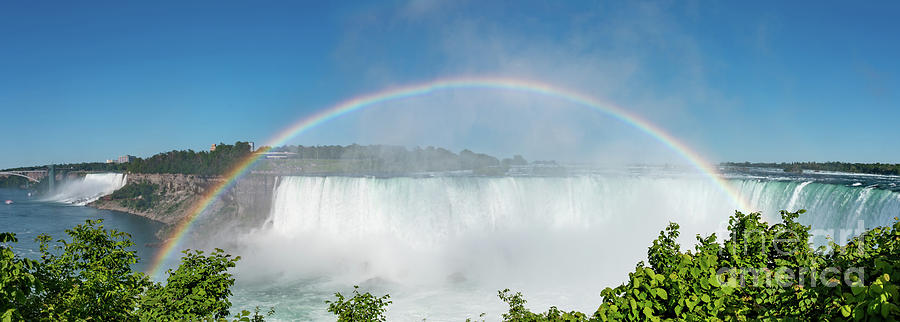 Panorama Of Niagara Falls With Rainbow Photograph