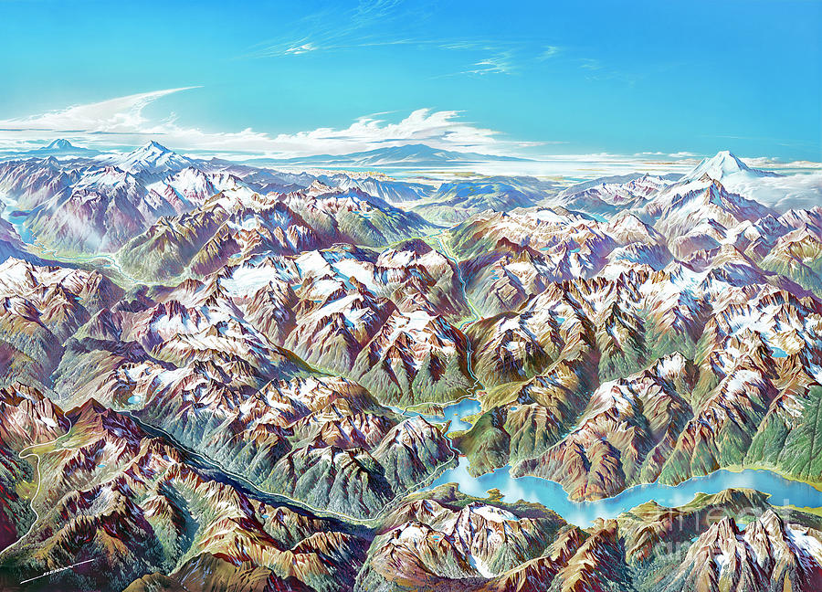 Panorama Of North Cascades National Park Painting by Heinrich Berann