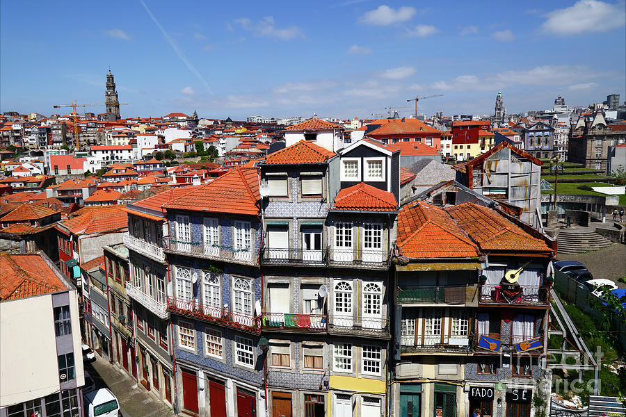 Architecture Photograph - Panorama of picturesque houses in Porto Old Town Portugal by James Brunker