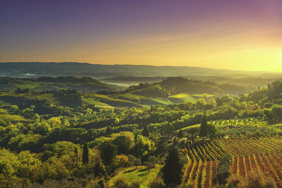 Panorama of San Gimignano countryside Photograph by Stefano Orazzini