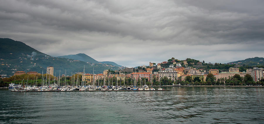Panorama of the city of La Spezia and port Cinque Terre, Italy Photograph by Michalakis Ppalis