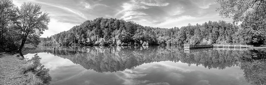 Panorama of the Dock and Cherokee Lake Black and White Photograph by Debra and Dave Vanderlaan